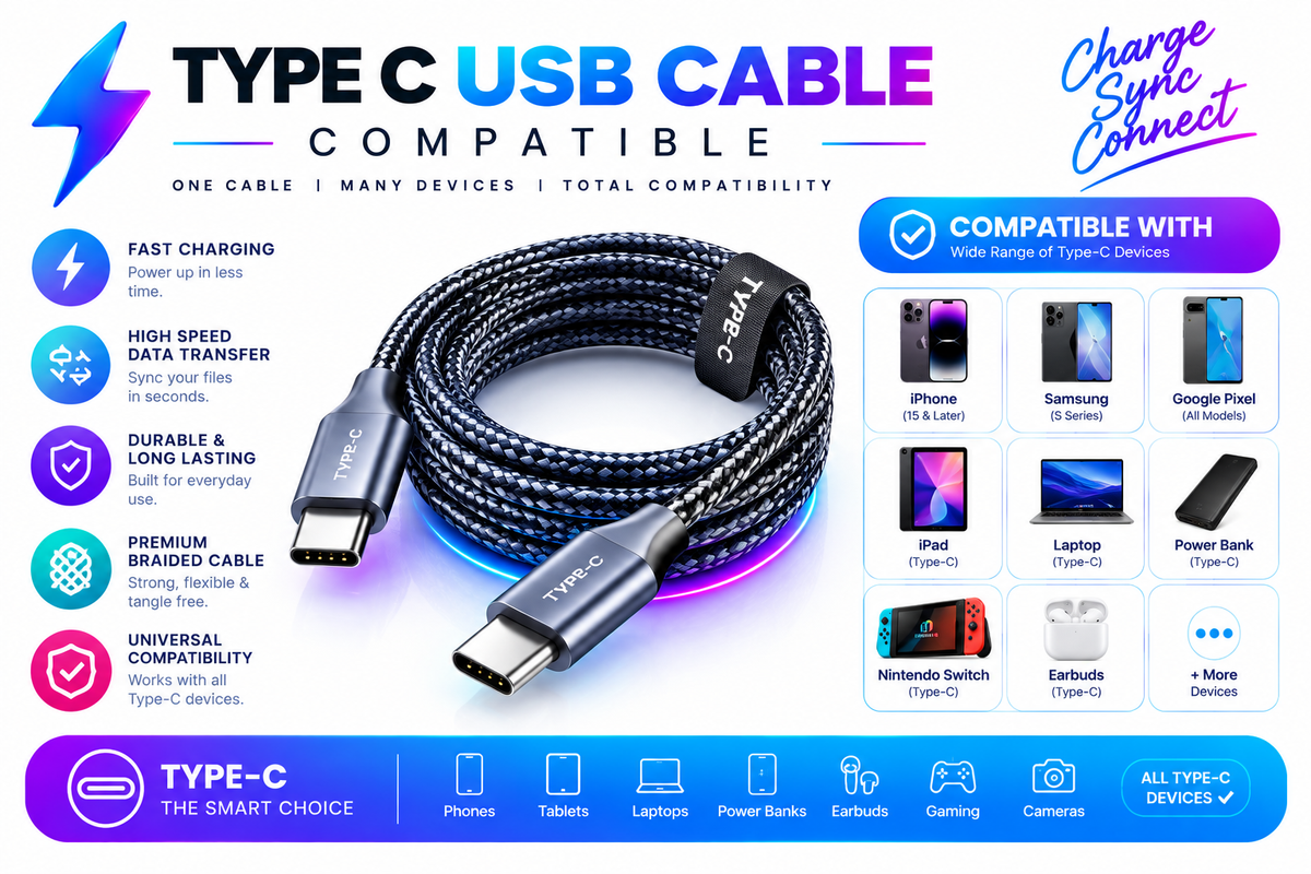 Type C Usb Cable Compatible